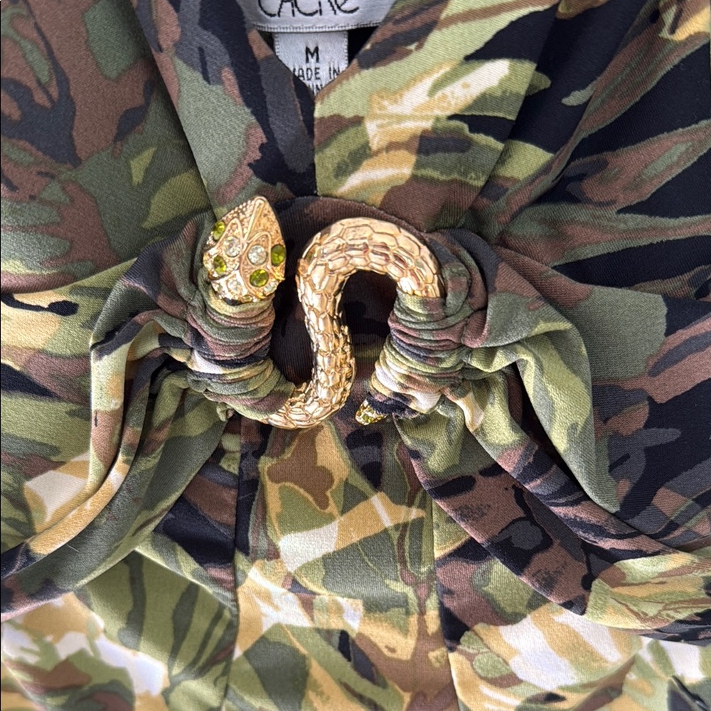 Cache Green and Yellow Fitted Tie Front Tank Top - Picture 4 of 17